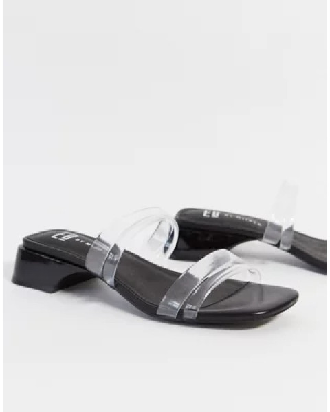 Miista Hamuera clear strappy mules in black