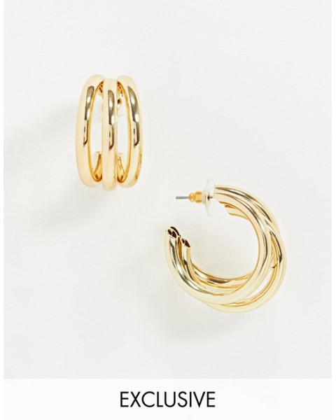 Glamorous Exclusive gold triple hoop earrings