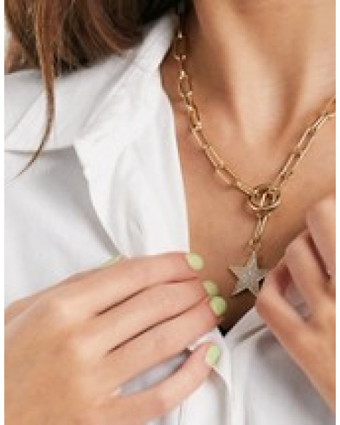 French Connection star link necklace in gold French Connection star link necklace in gold