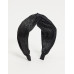 Twist headband in black leopard satin  