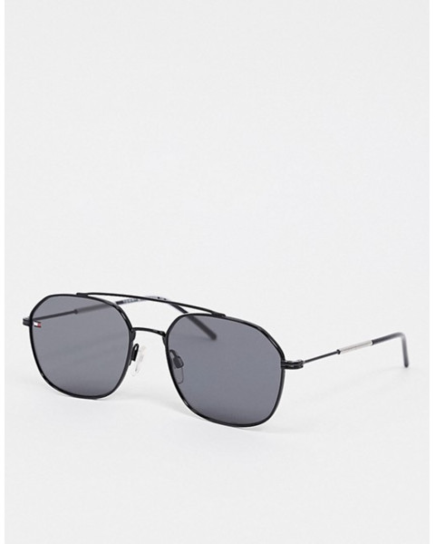 Tommy Hilfiger aviator sunglasses in black metal