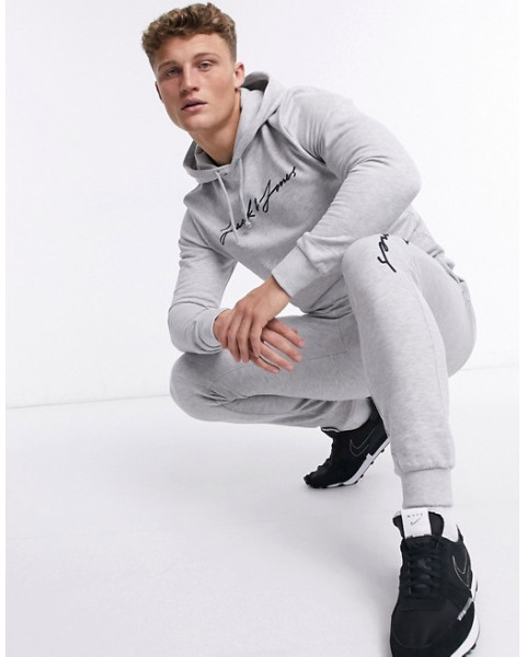 Jack & Jones script logo tracksuit in grey Jack & Jones script logo tracksuit in grey