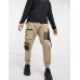 Bershka cargo joggers with mesh detail in beige