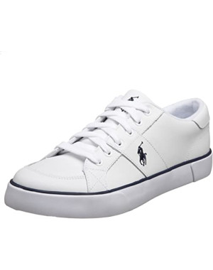 Polo Ralph Lauren heritage court perforated leather trainer in black with white logo