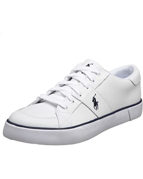 Polo Ralph Lauren heritage court perforated leather trainer in black with white logo