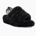 UGG Fluffita fluffy logo slide slippers in black UGG Fluffita fluffy logo slide slippers in black