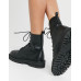RAID Wide Fit Vinita flat chunky lace up ankle boots in black